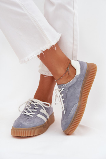 aus INildleder Sneakers Stilvollllschuhe Feminin mit einer Plattform blaue Farbe Es mussrisae 2