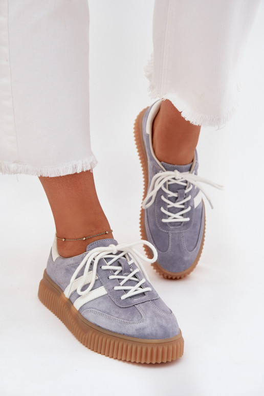 aus INildleder Sneakers Stilvollllschuhe Feminin mit einer Plattform blaue Farbe Es mussrisae
