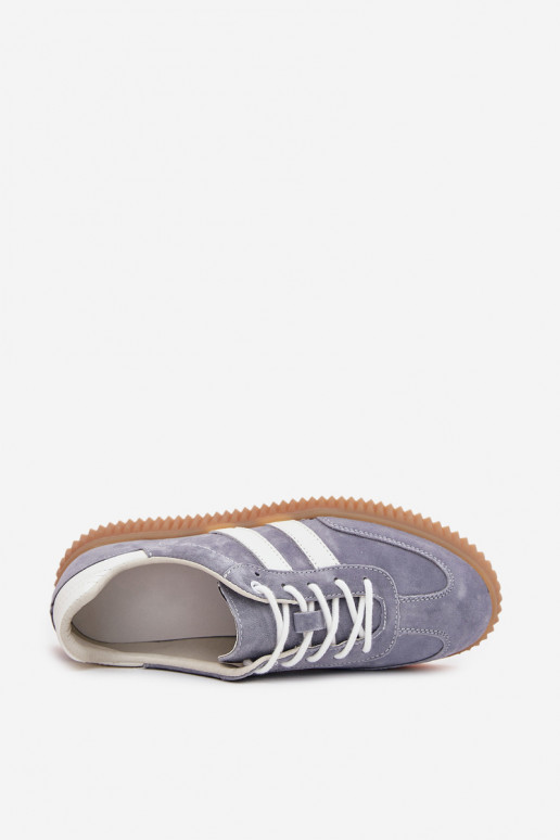 aus INildleder Sneakers Stilvollllschuhe Feminin mit einer Plattform blaue Farbe Es mussrisae