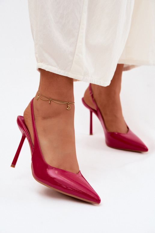 Rosa lackierte High-Heels-Sandalen aus Kunstleder Calera
