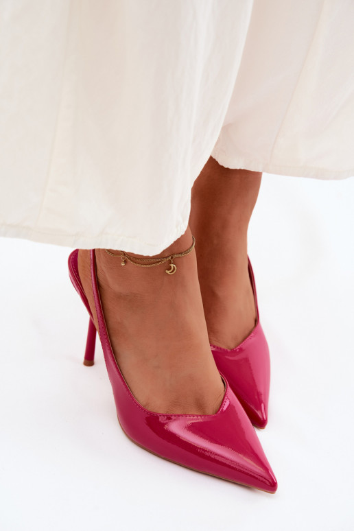 Rosa lackierte High-Heels-Sandalen aus Kunstleder Calera