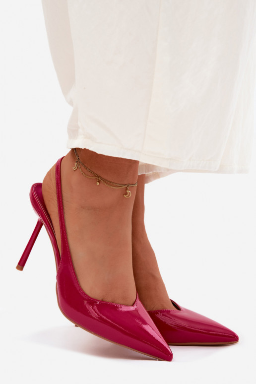 Rosa lackierte High-Heels-Sandalen aus Kunstleder Calera