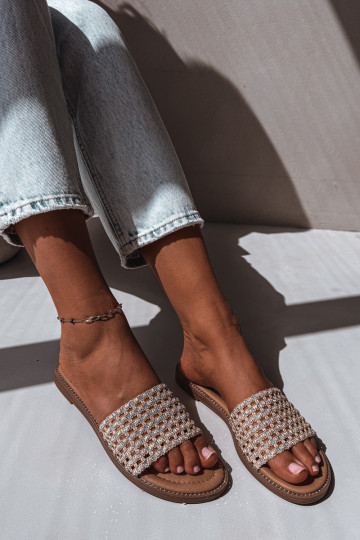 Braune Slipper mit glänzenden Details Fendi 2