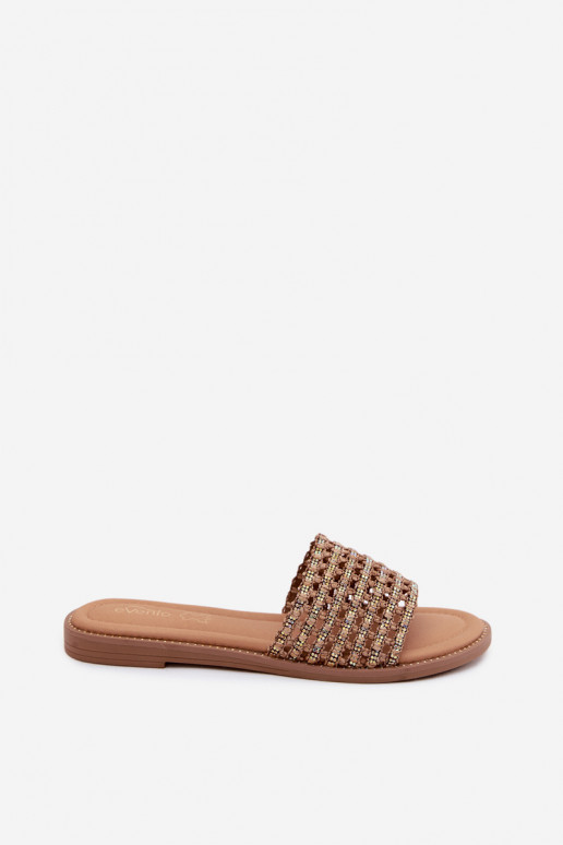 Braune Slipper mit glänzenden Details Fendi