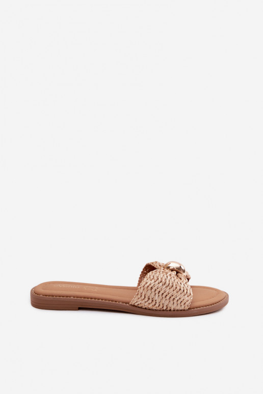 Sandfarbene Slipper mit goldenen Details Goldie
