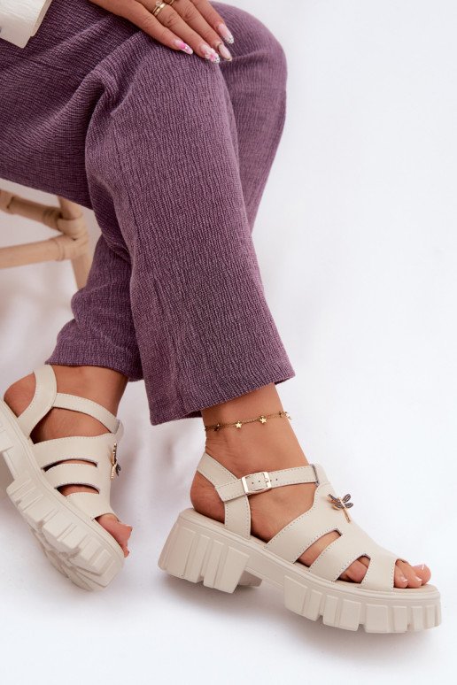 Damen-Platformsandalen mit Schnalle Vinceza 79627, sandfarbe