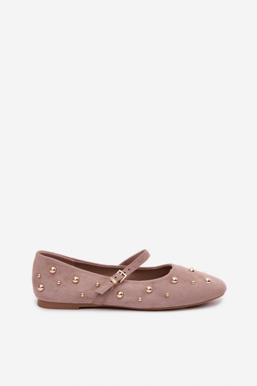 Ballerinas mit Dekoration und Bändern in Sandfarbe Cuddly