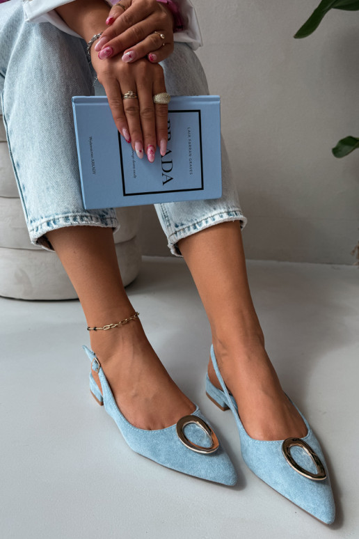 Damen Sandalen mit breitem Absatz und Ornamenten in blauer Farbe von Sparkle