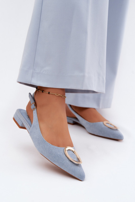 Damen Sandalen mit breitem Absatz und Ornamenten in blauer Farbe von Sparkle