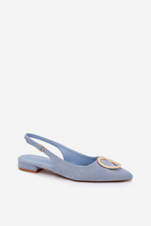 Damen Sandalen mit breitem Absatz und Ornamenten in blauer Farbe von Sparkle
