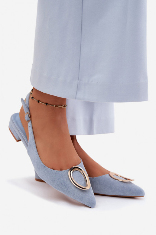 Damen Sandalen mit breitem Absatz und Ornamenten in blauer Farbe von Sparkle