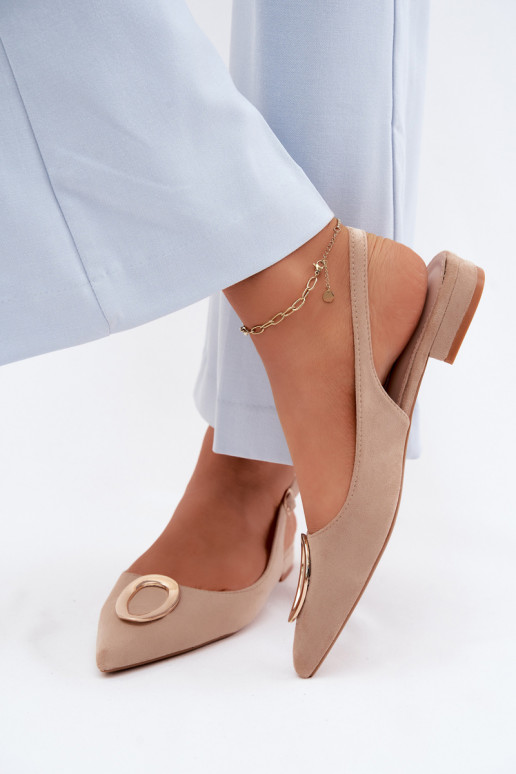 Damen Sandalen mit breitem Absatz und Ornamenten in sandfarbig von Sparkle