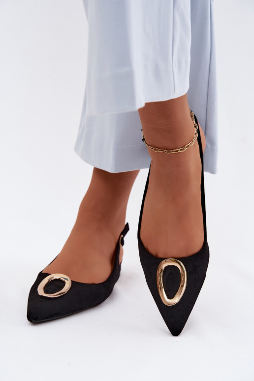 Damen Sandalen mit breitem Absatz und Ornamenten in schwarzer Farbe von Sparkle