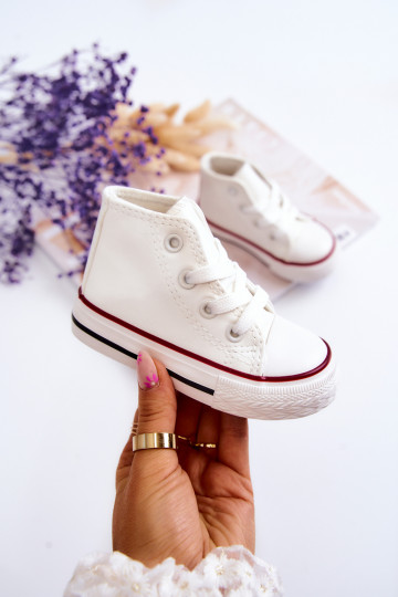 Kinder weiße Leder High-Top-Sneaker Tai turirney