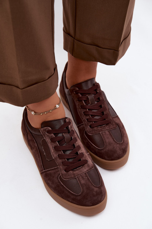 Wildleder Sneakers Damen Schuhe Vinceza 7933 in Schokoladenfarbe