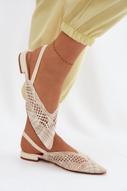 Damen Sandalen in Sandfarbe mit breiten Absätzen Lelrene