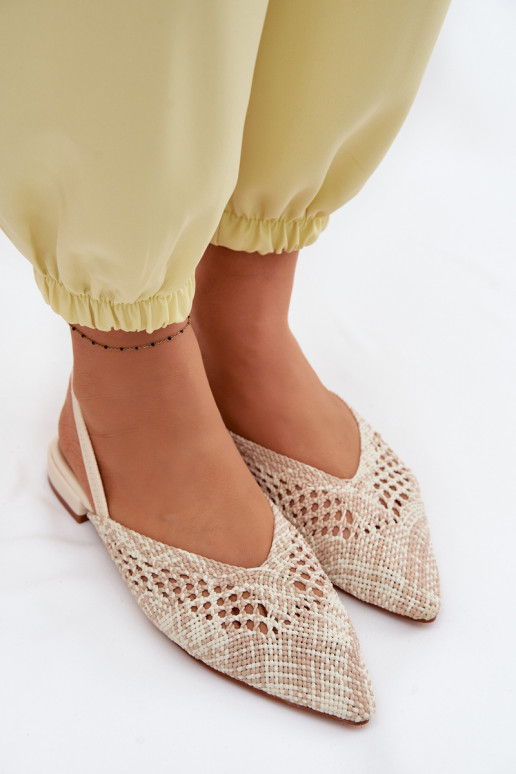 Damen Sandalen in Sandfarbe mit breiten Absätzen Lelrene