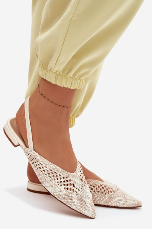 Damen Sandalen in Sandfarbe mit breiten Absätzen Lelrene