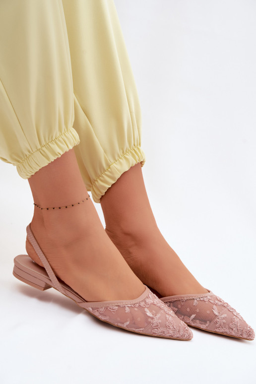 Rosa Netzsandalen mit Schnürsenkeln und breitem Absatz Selissey