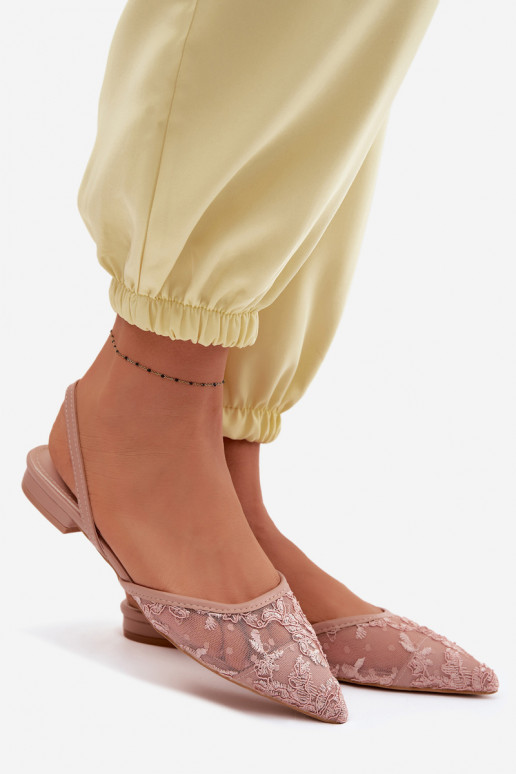 Rosa Netzsandalen mit Schnürsenkeln und breitem Absatz Selissey