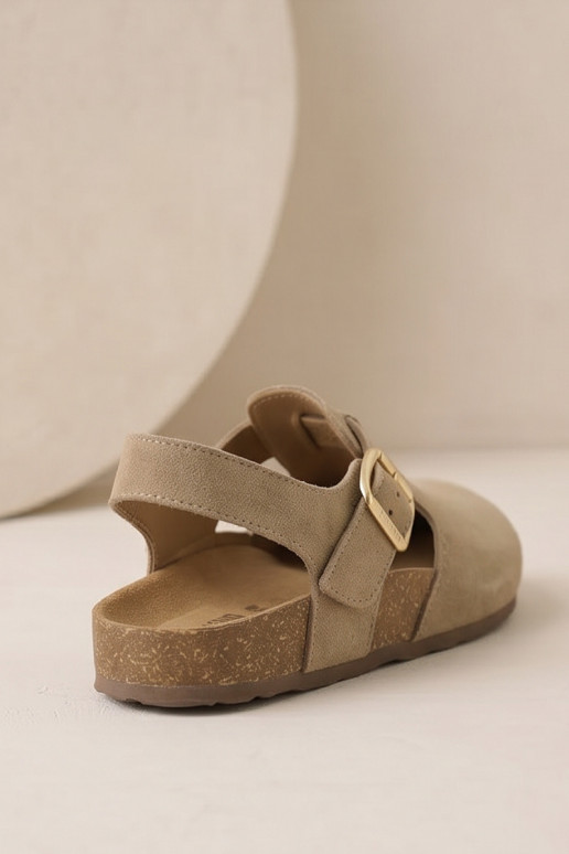 Damen-Sandalen aus natürlichem Wildleder Big Star TT274542 beige
