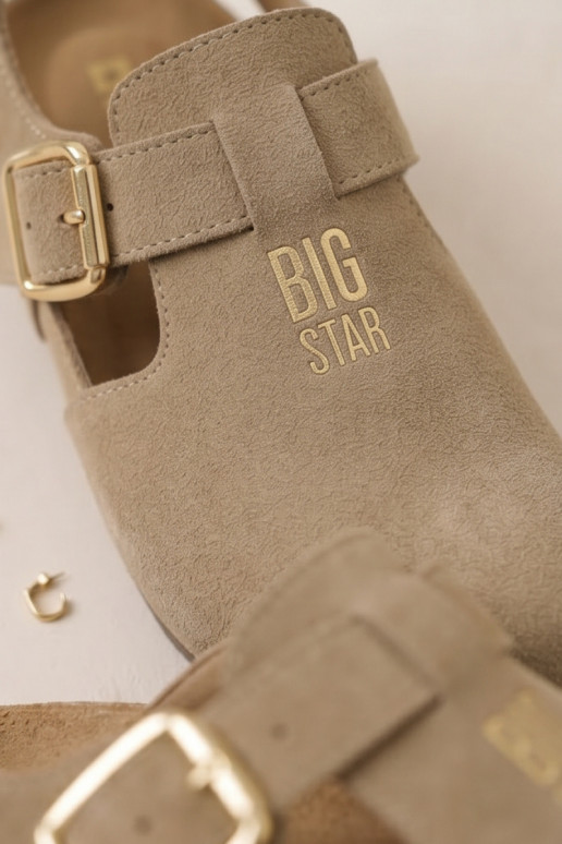 Damen-Sandalen aus natürlichem Wildleder Big Star TT274542 beige