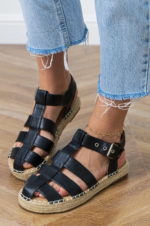 Schwarze geschlossene Espadrilles Sandalen Kleona