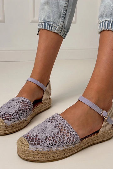 Violette Spitzen-Espadrilles Sandalen Santos