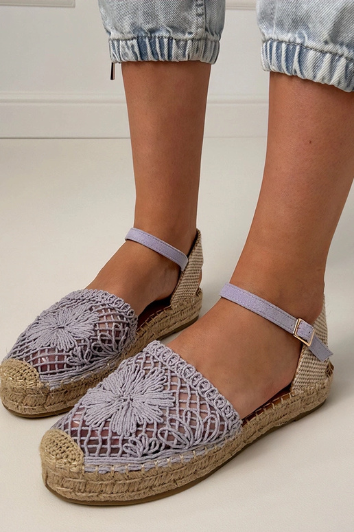 Violette Spitzen-Espadrilles Sandalen Santos