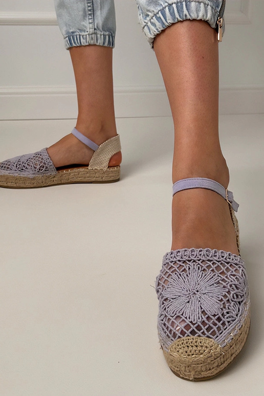 Violette Spitzen-Espadrilles Sandalen Santos