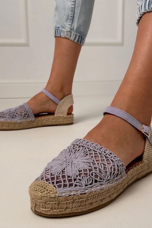 Violette Spitzen-Espadrilles Sandalen Santos