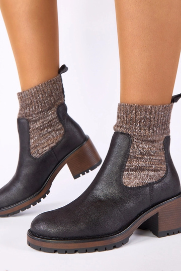 Schwarze Stiefeletten auf Blockabsatz mit Sockenartigem Schaft Lisa 2