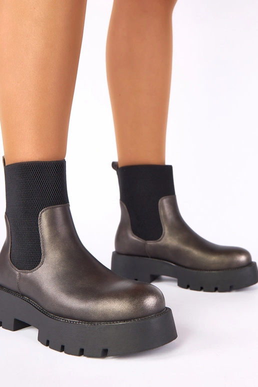 Metallische Stiefeletten auf Plattform mit elastischem Schaft Berniece