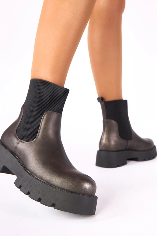 Metallische Stiefeletten auf Plattform mit elastischem Schaft Berniece