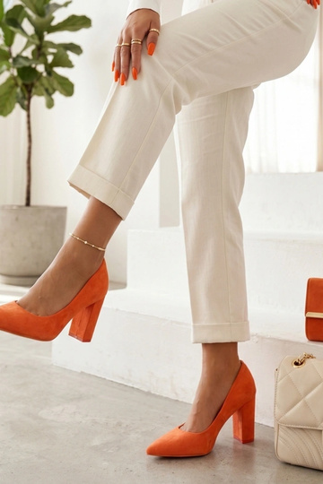 Orange Kunstveloursleder Sandalen auf Absatz Alyssa 2