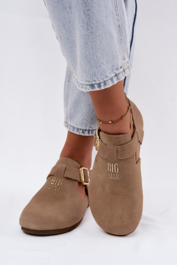 Damen-Sandalen aus natürlichem Wildleder Big Star TT274542 beige 2