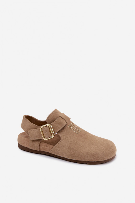 Damen-Sandalen aus natürlichem Wildleder Big Star TT274542 beige