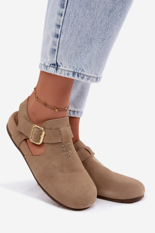 Damen-Sandalen aus natürlichem Wildleder Big Star TT274542 beige