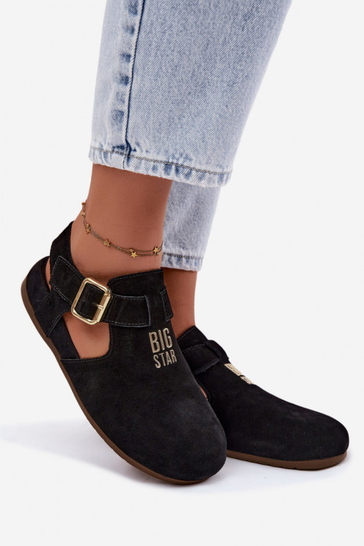 Damen-Sandalen aus natürlichem Wildleder Big Star TT274544 schwarz