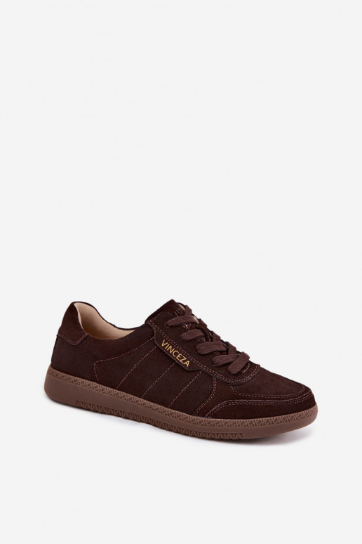 Herren-Sneaker aus Kunstveloursleder Vinceza 79635 schokoladenfarbe