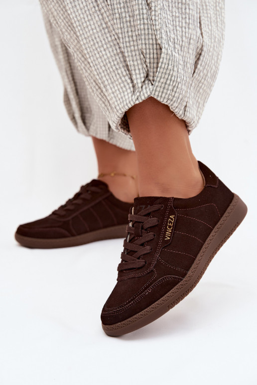 Herren-Sneaker aus Kunstveloursleder Vinceza 79635 schokoladenfarbe