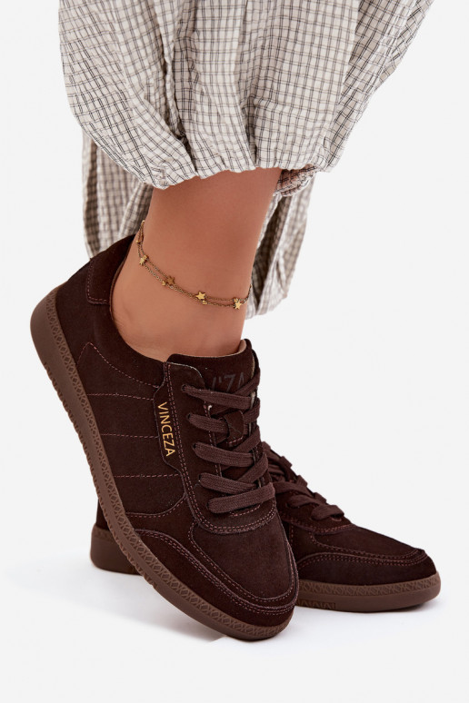 Herren-Sneaker aus Kunstveloursleder Vinceza 79635 schokoladenfarbe