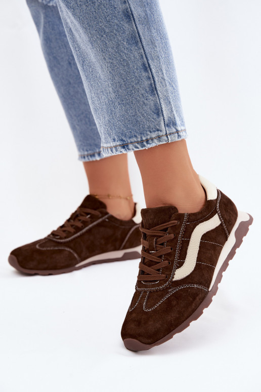 Herren-Sneaker mit Plattform aus Kunstveloursleder schokoladenfarbe