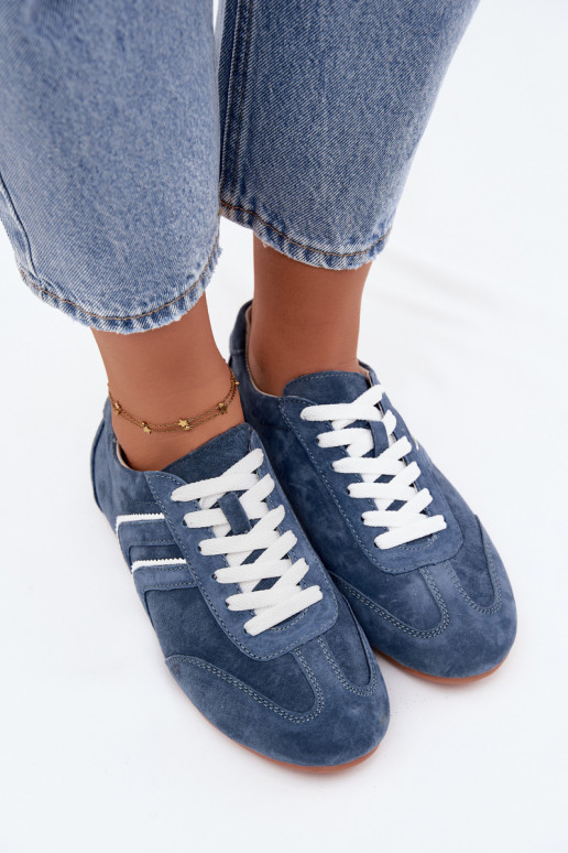 Herren-Sneaker aus Kunstveloursleder Sombra blaue Farbe