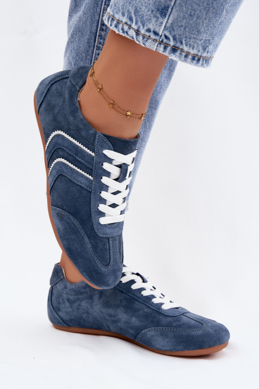Herren-Sneaker aus Kunstveloursleder Sombra blaue Farbe
