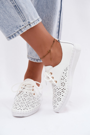 Weiße Damenschuhe mit Ausschnitten Softie 2