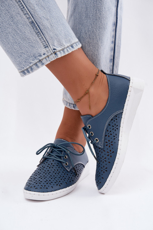 Dunkelblaue Damenschuhe mit Ausschnitten Softie
