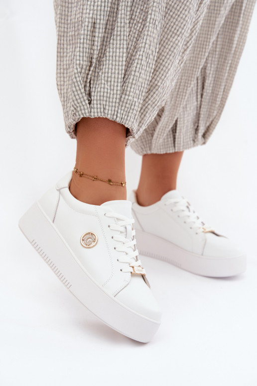 Weiße Damensneaker mit Plattform Dainty