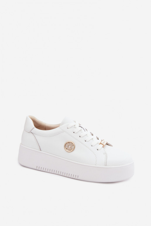 Weiße Damensneaker mit Plattform Dainty