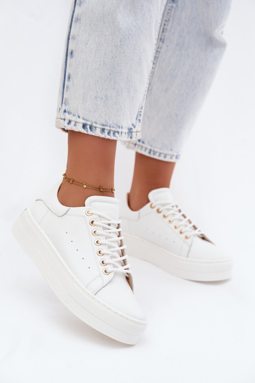 Weiße Damensneaker mit Plattform Zazoo N408S7